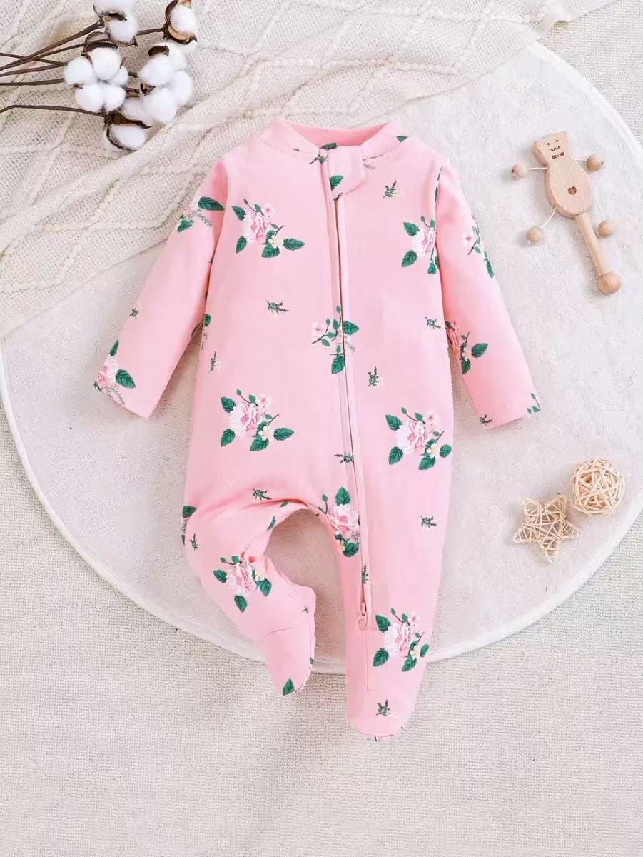 Baby Clothing Zip - Unisexowe pajacyki niemowlęce z zakrytymi stopami,