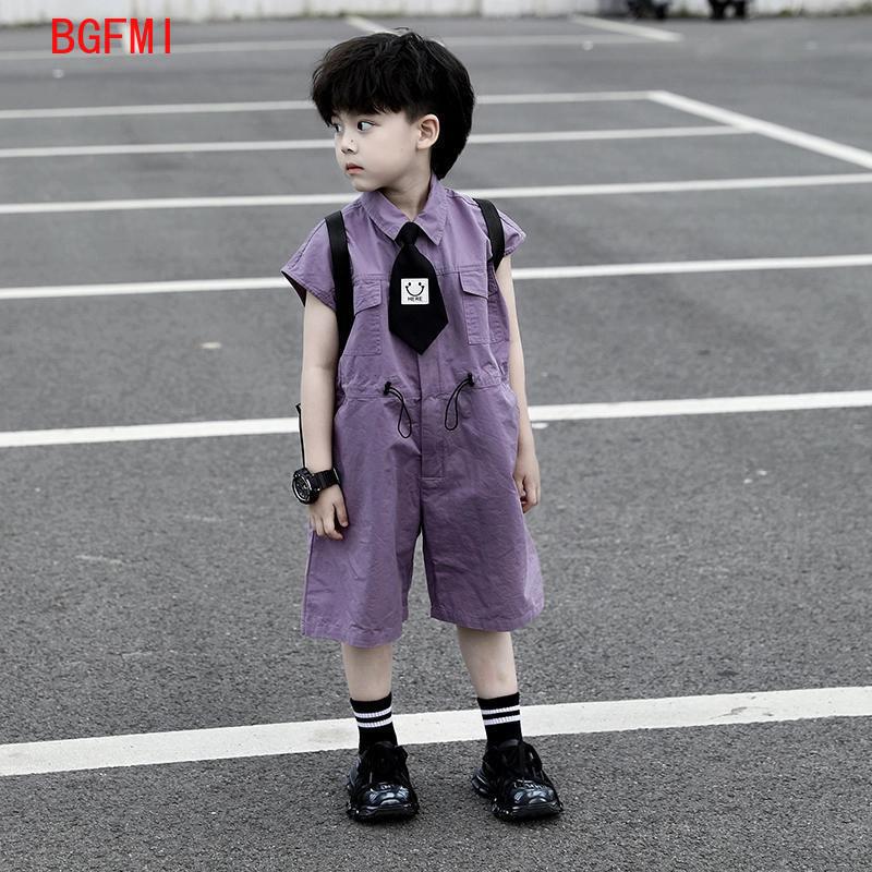 Baby Clothing Boy - Dziecięce letnie szorty ogrodniczki Capri chłopięce