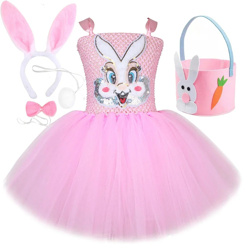 Baby Clothing Easter - Różowy Kostium Króliczka z Cekinami dla